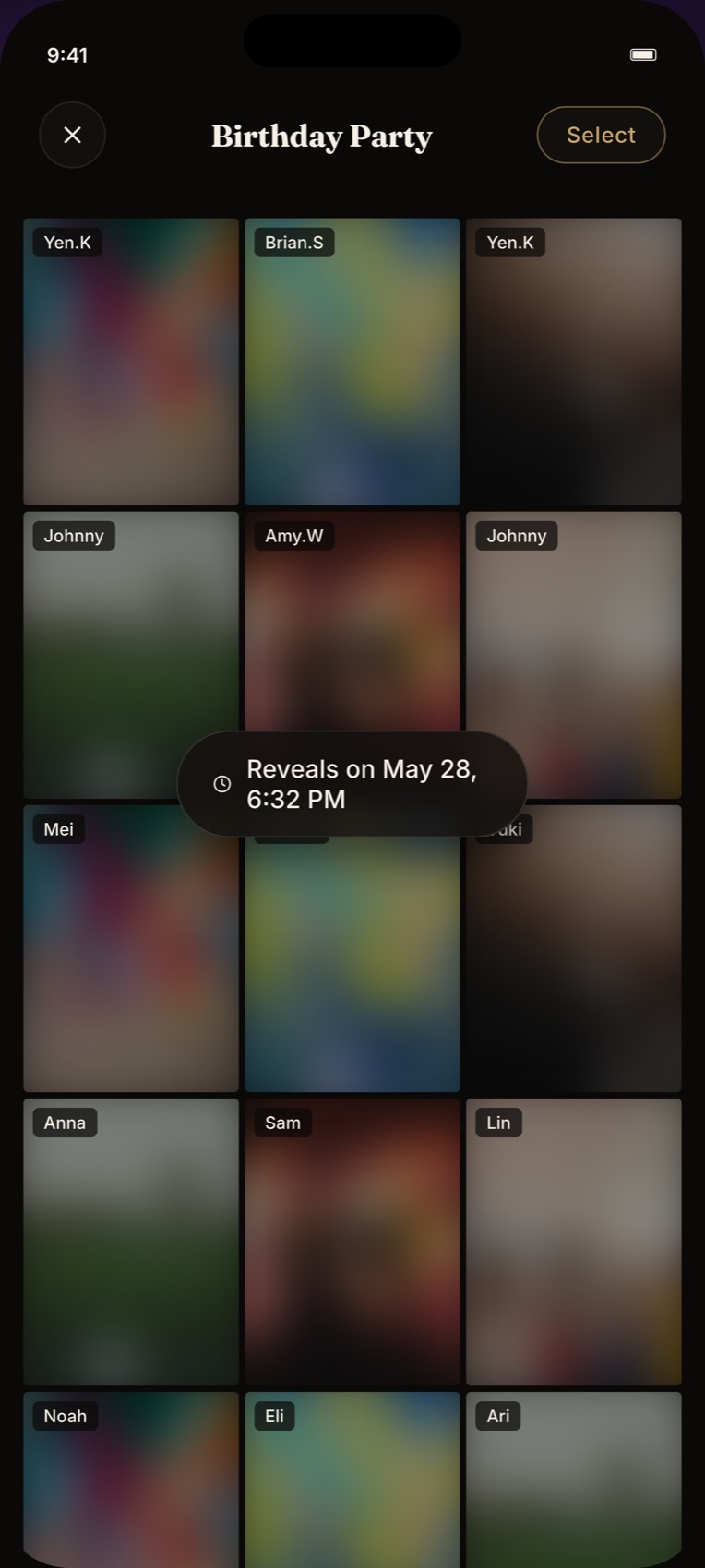 Album blurred behind a countdown until the moment of reveal